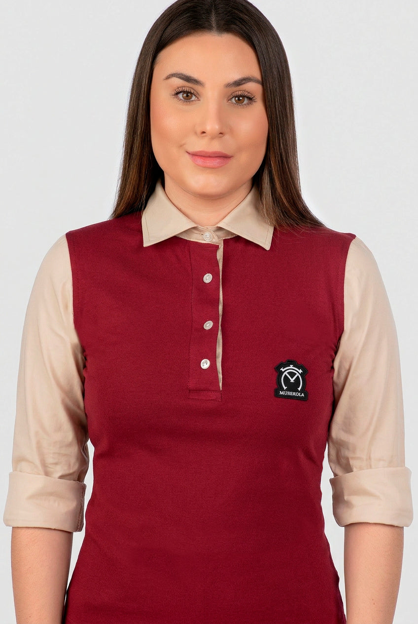 Poleka Muserola | Burdeos / Beige (Mujer)
